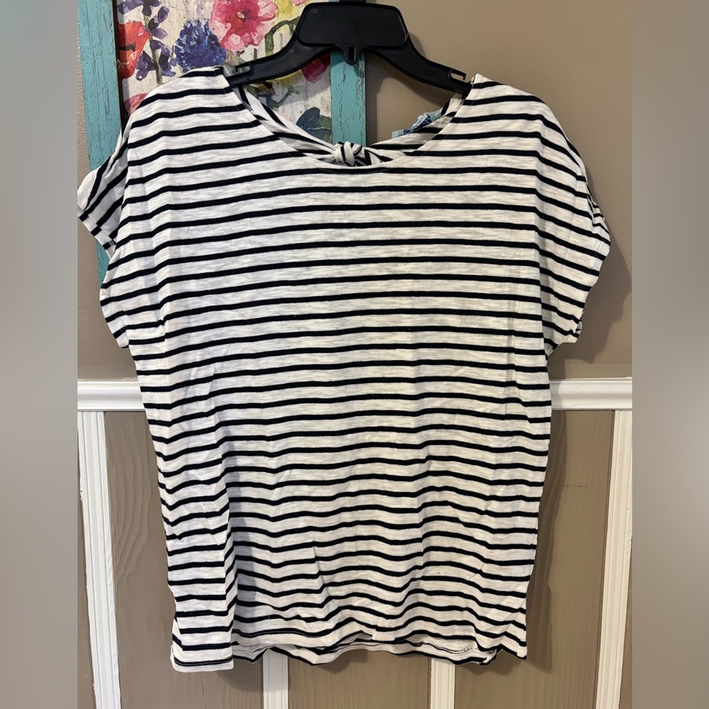 She + Sky Black and White Striped Short Sleeve Tee